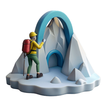 Climber Reaching Mountaintop Gateway png
