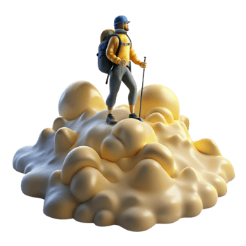 Hiker Conquering Abstract Terrain png