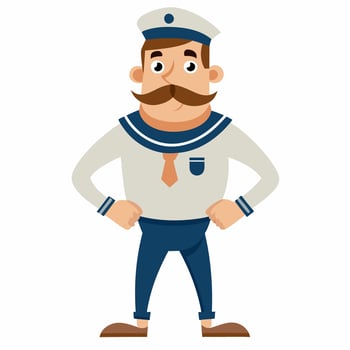 cartoon sailor in uniform. sailor profession . Isolated on white background. illustration . vector