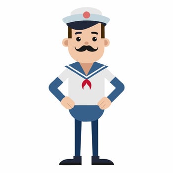 cartoon sailor in uniform. sailor profession . Isolated on white background. vector