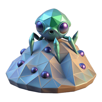 Crystalline Creature on Geometric Rock png