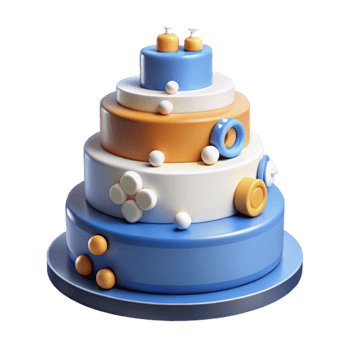 Layered Cake Design Blue, Orange White png