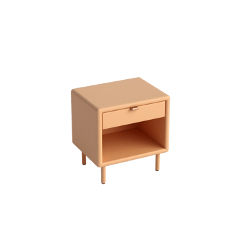 Modern Peach Nightstand with One Drawer for Bedroom png