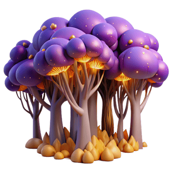 Enchanted Glowing Forest Fantasy Tree Art png