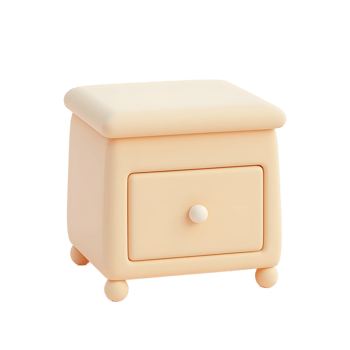 Cute Pastel Nightstand 3D Render for Bedroom Decor png
