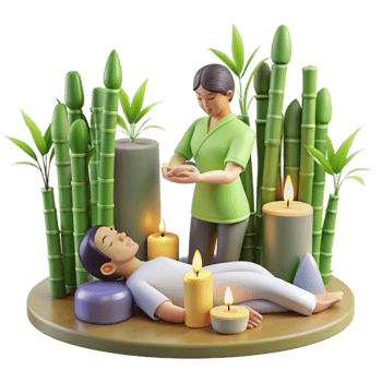 Relaxing Spa Day Bamboo, Candles, and Tranquility png