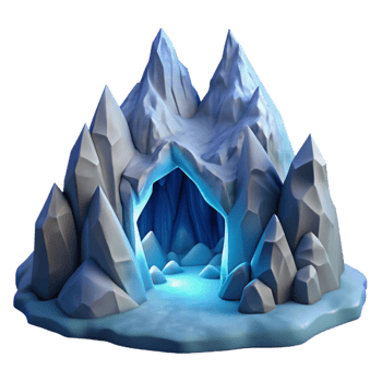 Icy Mountain Cave 3D Render of Crystal Cave Entrance png