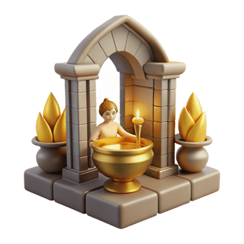 Serene Shrine 3D Render of a Peaceful Ritual png