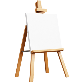Painting Easel with Empty Canvas Ready for Art png