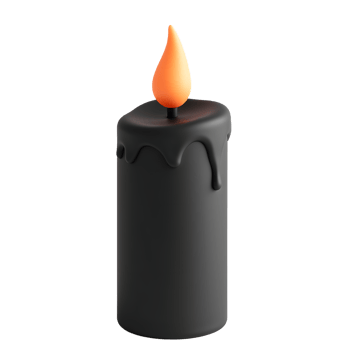 Black Candle with Orange Flame 3D Render png