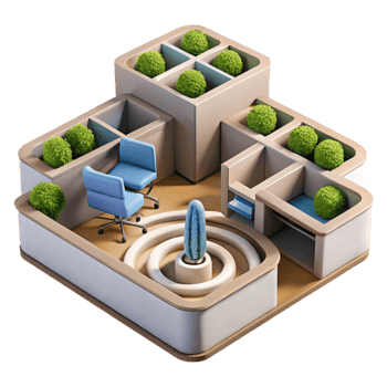 Modern Office Design Plants, Cubicles, and Workspace png