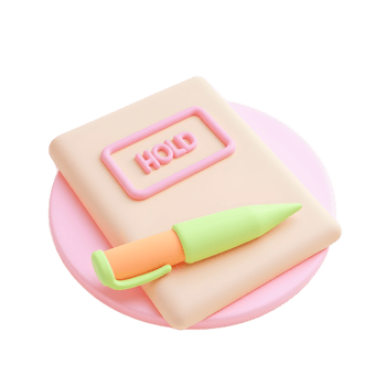 3D Render Pastel Notebook and Pen Hold Icon png