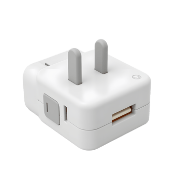 Compact White UK Travel Charger Adapter USB Power Plug png