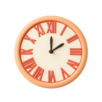 Stylish Orange Roman Numeral Clock Design png