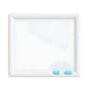 Blank White Dry Erase Board with Blue Markers png