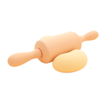 Rolling Pin and Dough Baking Supplies for Homemade Bread png