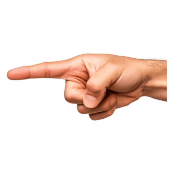 Gesture of pointing finger on with shadow png