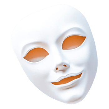 White Anonymous Mask with Orange Accents for Mysterious Themes png