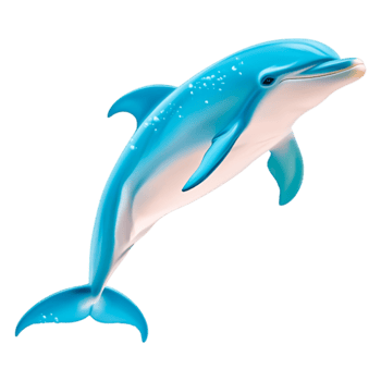 Vibrant Dolphin Swimming Gracefully in Blue Ocean Water png