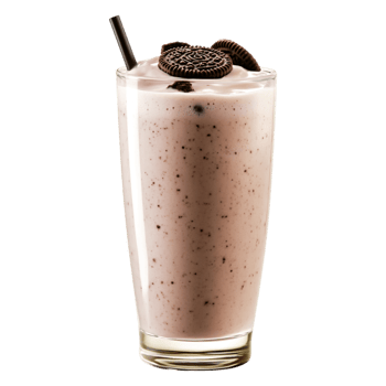 Delicious Chocolate Milkshake with Tasty Cookie Toppings Served Cold png