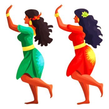 Colorful Dance Illustration of Two Women in Traditional Attire png