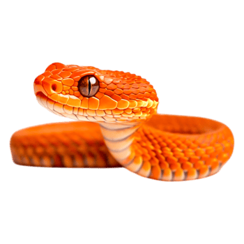 Vibrant Orange Snake with Glossy Scales and Intense Eyes png