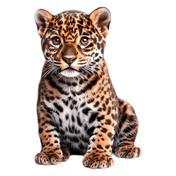 Young Leopard Sitting Majestically in Detailed Natural Coat png