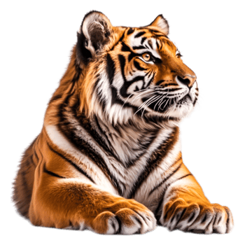 Majestic Tiger Portrait on Dark Background with Detailed Features png