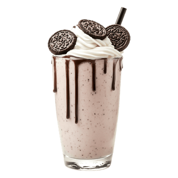 Creamy Oreo Milkshake with Whipped Topping and Chocolate Drizzle png