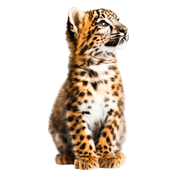 Adorable Young Wild Cat Sitting with Playful Expression and Spotting png