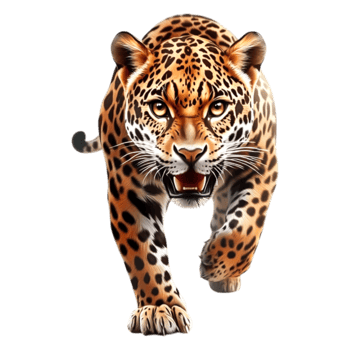 Majestic Leopard Running Through the Grass in Nature Landscape png