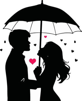 Couple under umbrella clipart vector