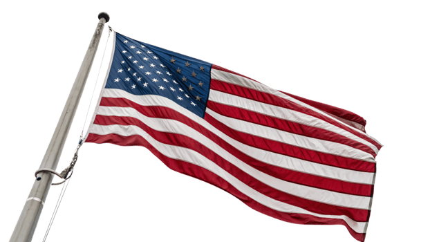 A slightly different perspective of the U.S. flag, highlighting its stars and stripes in vivid detail png