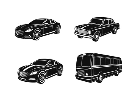 car bundle set silhouette design vector