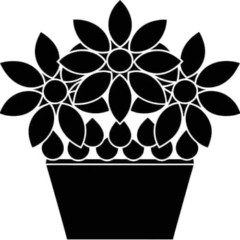 Flower's black and white unique - decorative floral silhouette vector