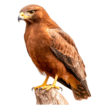 Majestic Brown Hawk Perched on a Wooden Log in Natural Habitat png