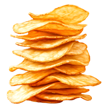 Stack of Crispy Potato Chips with Golden Brown Color and Texture png