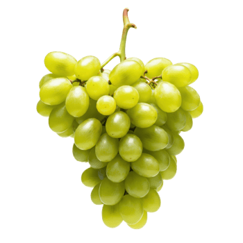 Fresh Green Grapes with Leaves in Basket, Juicy and Healthy png