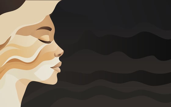 Background in beige tones with the image of a beautiful face vector