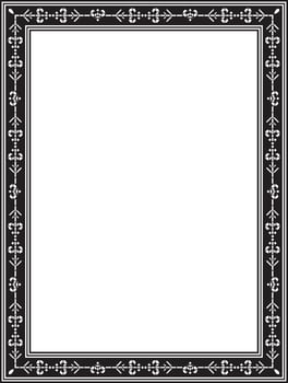 monochrome black square Yakut ornament. An endless rectangular border, a frame of the northern of the Far East vector