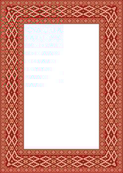 red gold square belarusian national ornament frame. Ethnic pattern rectangle of Slavic peoples, Russian, Ukrainian, Serb, Pole, Bulgarian vector
