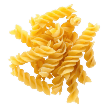 Italian pasta fusilli. Top view. png