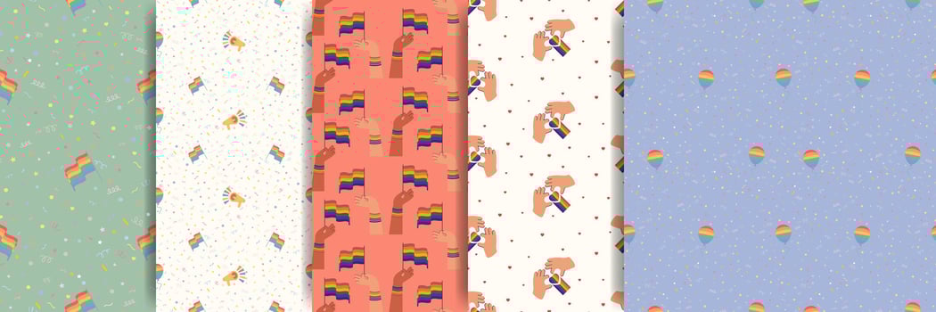 LGBTQ seamless pattern with rainbow flag. Pride Parade collection. Pride Month multi colored fun backdrop vector