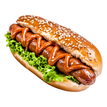 Delicious Hot Dog with Lettuce and Ketchup on a Bun png