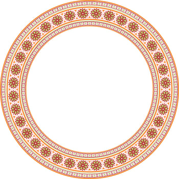 round colored ancient Russian ornament. Slavic border, frame. Circle, ring. Painting of the royal chambers vector