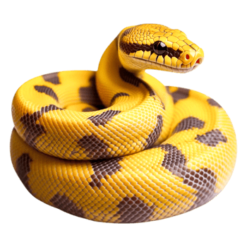 Vibrant Yellow Python Striking Pose on png