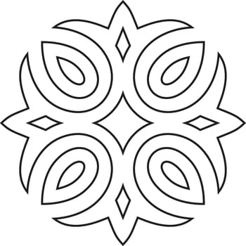 black contour Kazakh national ornament. Ethnic pattern of the peoples of the Great Steppe, vector