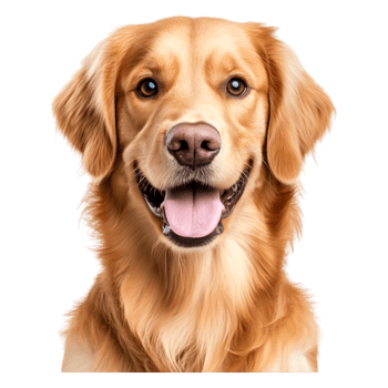 Happy Golden Retriever Dog with Playful Expression and Glossy Fur png