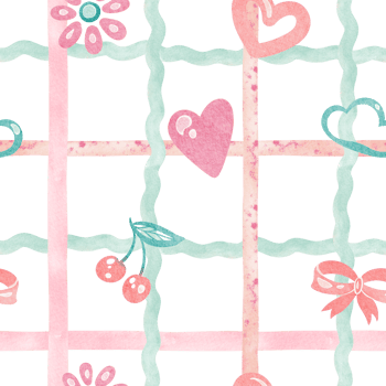 Cute checkered seamless doodle pattern illustration. Naive cartoon design with rainbow butterfly sun for nursery wallpaper or kindergarten decor. png