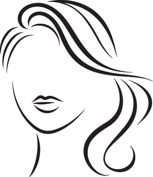 Fashionista Silhouette Icon Stylish Elegant Woman Shape Beauty Salon Branding Print Design vector